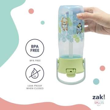 Zak Designs Harmony Bluey Water Bottle for Travel or At Home, 18oz Recycled Plastic is Leak-Proof When Closed with Straw Lid and Carry Handle, 2-Pack (Bluey and Bingo)