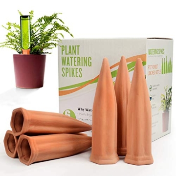B SEPOR Ceramic Plant Waterer Set of 6 Pack Terracotta Self Watering Spikes,Wine Bottle Plant Wateri...