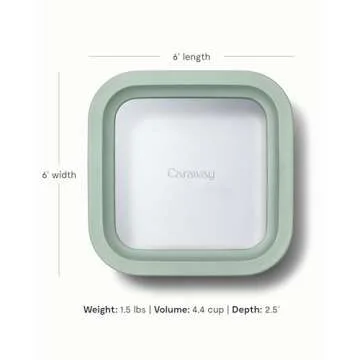 Caraway Glass Food Storage, 10 Cup Glass Container - Ceramic Coated Food Container - Easy to Store, Non Toxic, Non Stick Lunch Box Container with Glass Lids. Dishwasher, Oven, & Microwave Safe - Mist