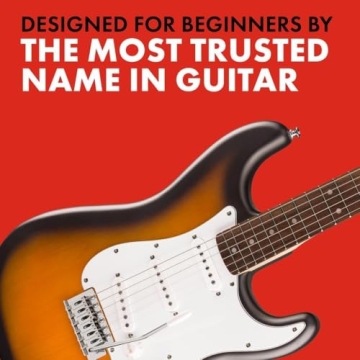 Fender Squier Debut Series Stratocaster Electric Guitar, Beginner Guitar, 2-Color Sunburst with Matte Finish + Fender Mustang Micro Headphone Amplifier