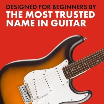 Fender Squier Debut Series Stratocaster Electric Guitar, Beginner Guitar, 2-Color Sunburst with Matte Finish + Fender Mustang Micro Headphone Amplifier