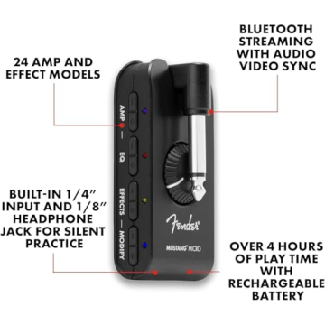 Fender Squier Debut Series Stratocaster Electric Guitar, Beginner Guitar, 2-Color Sunburst with Matte Finish + Fender Mustang Micro Headphone Amplifier