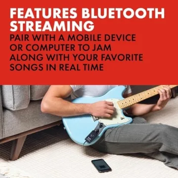 Fender Squier Debut Series Stratocaster Electric Guitar, Beginner Guitar, 2-Color Sunburst with Matte Finish + Fender Mustang Micro Headphone Amplifier