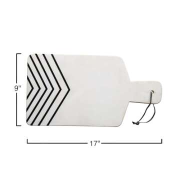 Bloomingville Marble Cheese Board with Chevron Design, White and Black
