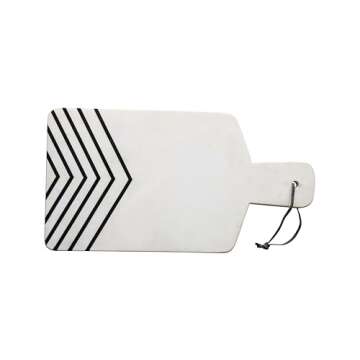 Bloomingville Marble Cheese Board with Chevron Design, White and Black
