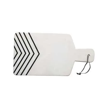 Bloomingville Marble Cheese Board with Chevron Design, White and Black