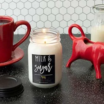 Milkhouse Candle Company - Milk & Sugar - 26oz Beeswax and Soy Candles - Farmhouse Collection - 100% Natural, Paraffin Free, with Premium Fragrance Oil, Glass Jars with Lids