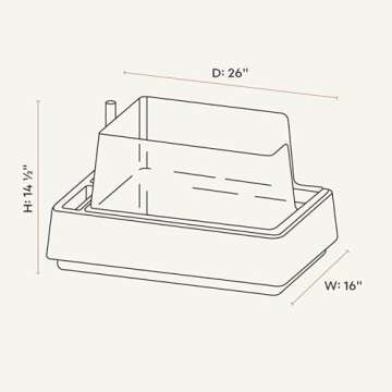 Tuft + Paw Cove Litter Box, High Sided Open Top Designer Litter Box for Large Cats, Built-in Scoop, Brush & Dustpan, Anti-Stick Plastic, Privacy Walls - White/Gray