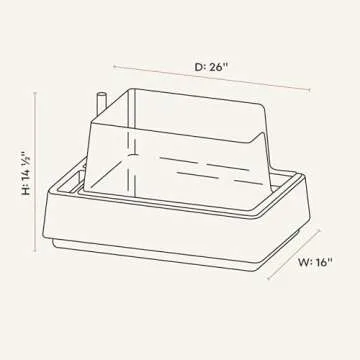 Tuft + Paw Cove Litter Box, High Sided Open Top Designer Litter Box for Large Cats, Built-in Scoop, Brush & Dustpan, Anti-Stick Plastic, Privacy Walls - White/Gray