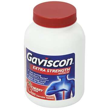 Gaviscon Extra Strength Cherry Chewable Tablet For Fast-Acting Heartburn Relief, 100 Count