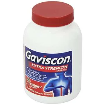 Gaviscon Extra Strength Cherry Chewable Tablet For Fast-Acting Heartburn Relief, 100 Count