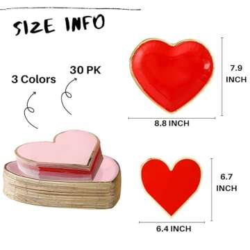Valentines Day Plates and Napkins Party Supplies - Serves 30 - Assorted 3 Colors Includes Paper Plates and Napkins for Valentine Decor Party Supplies Valentines Day Decor Valentine's Day Decorations