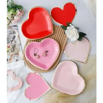 Valentines Day Plates and Napkins Party Supplies - Serves 30 - Assorted 3 Colors Includes Paper Plates and Napkins for Valentine Decor Party Supplies Valentines Day Decor Valentine's Day Decorations