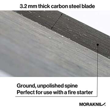 Morakniv Carbon Steel Fixed-Blade Bushcraft Knife with Sheath, Black, 4.3 Inch