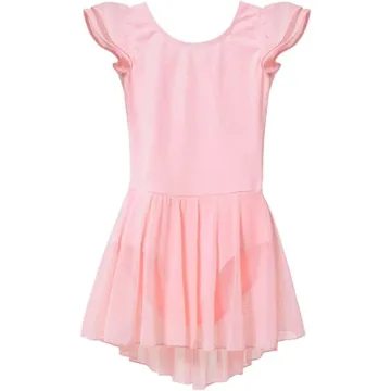 MdnMd Ballet Leotards for Toddler Girls - Pink Leotard with Skirt for Dance