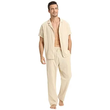 Stylish RPOVIG Linen Shirt Pants Outfit for Men