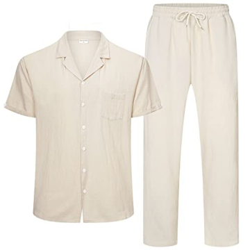 Stylish RPOVIG Linen Shirt Pants Outfit for Men