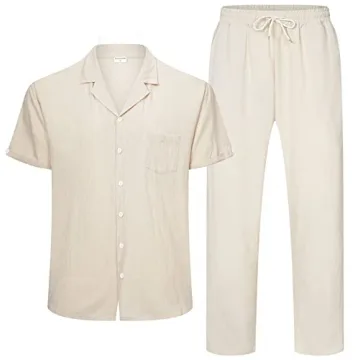 Stylish RPOVIG Linen Shirt Pants Outfit for Men