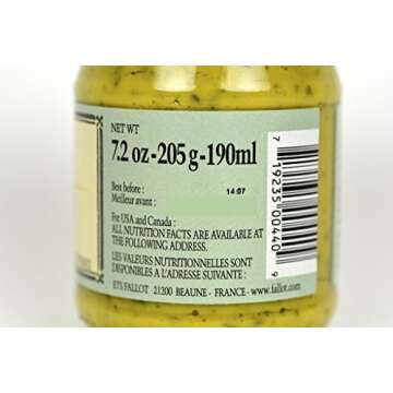 Edmond Fallot Dijon Mustard with Basil 7.2Oz Case