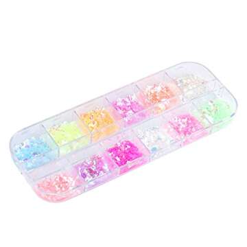Mermaid Flake Nail Glitter Sequins, CHANGAR Iridescent Ice Slag Nail Glitter Colorful Fluorescent Glass Paper Nail Sticker Holographic Nail Glitter for Make Up DIY Nail Decoration