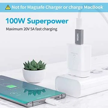 [10Gbps] USB C Female to USB Male Adapter (2-Pack), 3.1 USB A to C Adapter, XAOSUN One-Sided SuperSpeed Data Sync & 100W Fast Charging For iphone 15 Plus Pro Max, Laptop, Charger, Quest Link, etc.