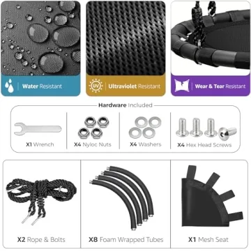 40" Heavy Duty Kids Outdoor Saucer Tree Swing - 220lbs Capacity