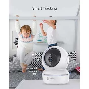 EZVIZ Indoor WiFi Security Camera, 2K+, Pan/Tilt, 340° Horizontal Rotation, Baby/Pet Monitor, IR Night Vision, Two-Way Talk, Motion Detection, Remote Control, Compatible with Alexa, C6N 4MP