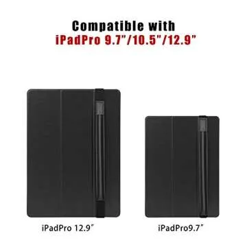 Doormoon Pencil Holder for Apple iPad 2018 (6th Gen)/ iPad Air/ 9.7 / Pro 9.7"/ Pro 10.5"/12.9"/Pro 12.9/,Detachable Elastic Apple Pencil 2nd Gen Leather Sleeve Pocket Pouch (Black)