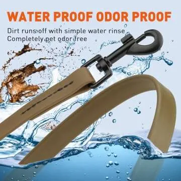 Dogline Biothane Waterproof Dog Leash Strong Coated Nylon Webbing with Black Hardware Odor-Proof Easy to Clean High Performance for Small or Large Dogs Made in USA 4 or 6 ft Lead, Coyote Brown