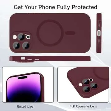 Ankofave Magnetic Case for iPhone 14 Pro Max Red Wine