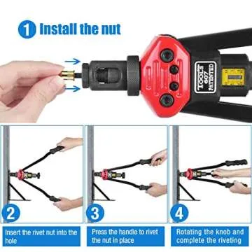 ZSY 16" Rivet Nut Tool, Professional Rivet Nut Tool Setter Kit Including 12 Metric and SAE Mandrels, 120Pcs Assorted Rivet Nuts, Rugged Carrying Case
