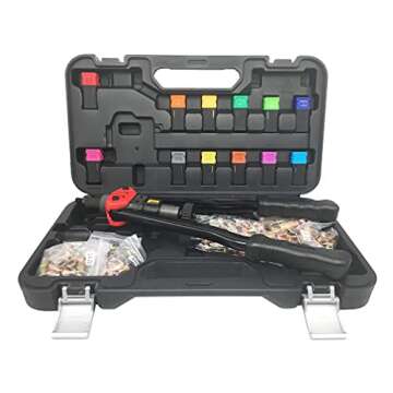 ZSY 16" Rivet Nut Tool, Professional Rivet Nut Tool Setter Kit Including 12 Metric and SAE Mandrels, 120Pcs Assorted Rivet Nuts, Rugged Carrying Case