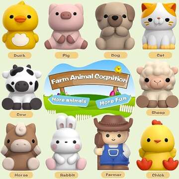 Learning Toys for 1,2,3 Year Old Toddlers, 20Pcs Farm Animals Barn Toy Montessori Counting, Matching...