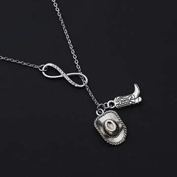 BEKECH Cowgirl Jewelry Boots and Bling It's a Cowgirl Thing Bangle Bracelet with Western Wild West Cowgirl Texas Boot Charm Equestrian Gift Horse Lover Gift (Boots Y necklace)