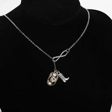 BEKECH Cowgirl Jewelry Boots and Bling It's a Cowgirl Thing Bangle Bracelet with Western Wild West Cowgirl Texas Boot Charm Equestrian Gift Horse Lover Gift (Boots Y necklace)