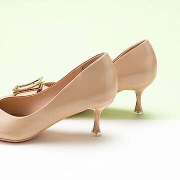 C.Paravano Women's Pumps I Pointed Toe Kitten Heels I Closed Toe Low Heel I Comfortable Dress Pump I Leather Wedding Shoes (Size 10.5,Beige)