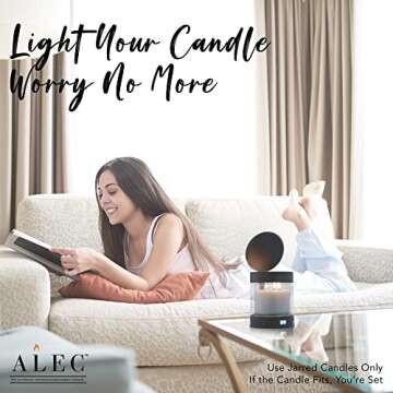 ALEC Old Plastic Model Clear Hurricane Automatic Candle Holder & Extinguisher with Rechargeable Timer Lid & Stand | Small White Pillar & Votive Candle Holders for Home Centerpiece Table Decorations