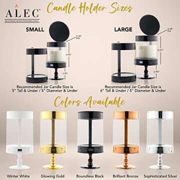 ALEC Old Plastic Model Clear Hurricane Automatic Candle Holder & Extinguisher with Rechargeable Timer Lid & Stand | Small White Pillar & Votive Candle Holders for Home Centerpiece Table Decorations
