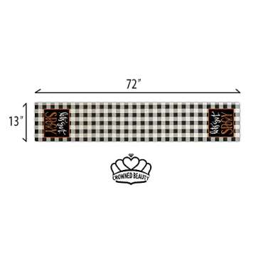 CROWNED BEAUTY Halloween Table Runner 13 x 72 Inch Rustic Let's Get Spooky Buffalo Plaid Holiday Dining Tabletop Decoration for Indoor Outdoor Dinner Party CT050-72
