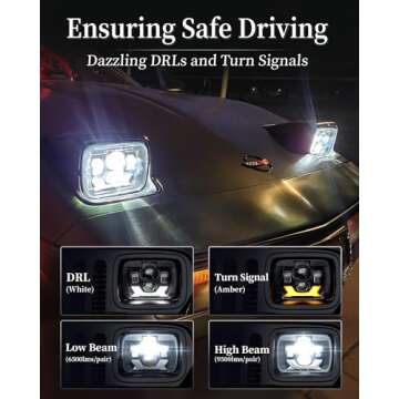 HWSTAR 2022 180W 1000% Bright H6054 5x7 7x6 Led Headlights Compatible with Jeep Cherokee XJ Wrangler YJ [ DOT][Anti-glare][DRL Turn Signal][Hi/Low Sealed Beam] Ford Chevy GMC Toyota Nissan Dodge etc