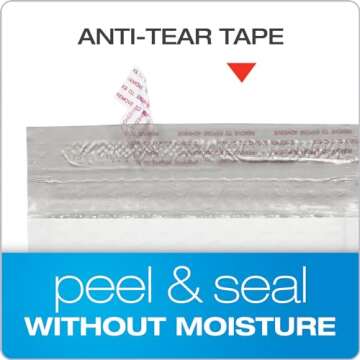 Quality Park Bubble Mailers, 6 x 9 Inch, White Poly Mailers, Padded Envelopes, Shipping Envelopes, Water Resistant, Self Seal, 50 Per Box (QUA85856), Plastic