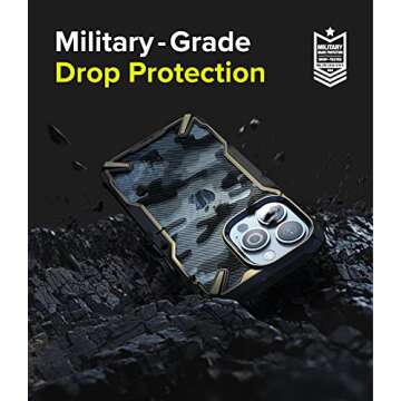 Ringke Fusion-X Compatible with iPhone 13 Pro Max Case, Camouflage Design Hard Back Heavy Duty Shockproof Advanced Protective TPU Bumper Phone Cover - Camo Black