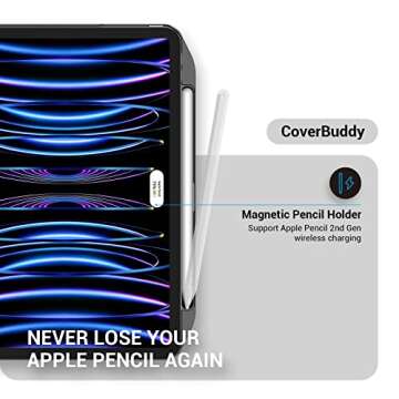 SwitchEasy CoverBuddy 12.9" Case for iPad Pro 2021-2022 with Pencil Holder (5-6 Gen) - Compatible with Magic Keyboard, Smart Keyboard Folio (Keyboard, Stand & Trackpad are Not Included) - White