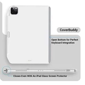 SwitchEasy CoverBuddy 12.9" Case for iPad Pro 2021-2022 with Pencil Holder (5-6 Gen) - Compatible with Magic Keyboard, Smart Keyboard Folio (Keyboard, Stand & Trackpad are Not Included) - White