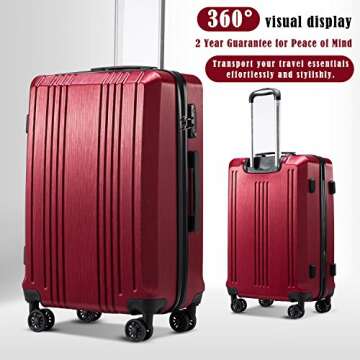 Coolife Luggage Suitcase PC+ABS with TSA Lock Spinner Carry on Hardshell Lightweight 20in 24in 28in ...