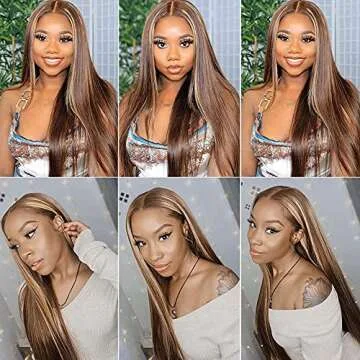 VIPbeauty 30 Inch Ombre Highlight Lace Front Wig Human Hair 4/27 Brown To Blonde 13x4 Lace Frontal Human Hair Wig Pre Plucked With Baby Hair