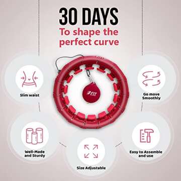 Infinity Weighted Hula Fit Hoop for Adult Weight Loss, 2 in 1 Smart Fitness Exercise Hoop for Women Abs Workout, Fit on Form 24/28/32 Detachable Knots