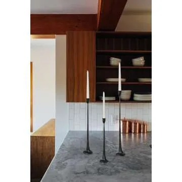 Elegant Tall Cast Iron Candlestick Holders Set of 3