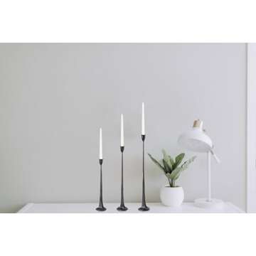 Elegant Tall Cast Iron Candlestick Holders Set of 3