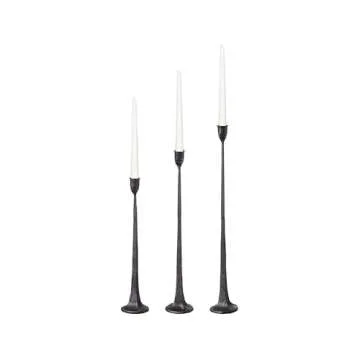 Elegant Tall Cast Iron Candlestick Holders Set of 3